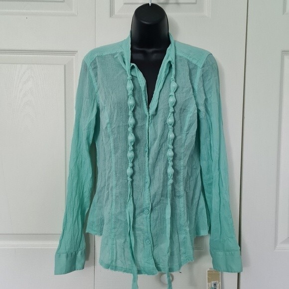 Michael Kors Tops - Michael Kors Sz 10 Blouse Blue Bohemian Vacation